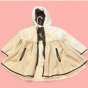 Jean Bourget Cream and Brown Kids Coat